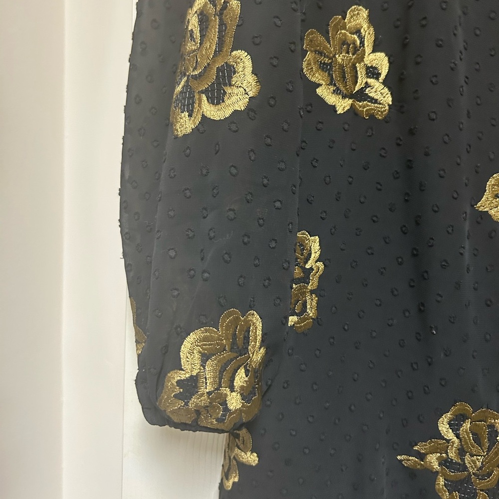 CAbi Black Jacket with Gold Floral Detail - Picture 3 of 6